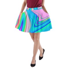 Aurora Color Rainbow Space Blue Sky Purple Yellow Green Pink Red A-line Pocket Skirt by Mariart