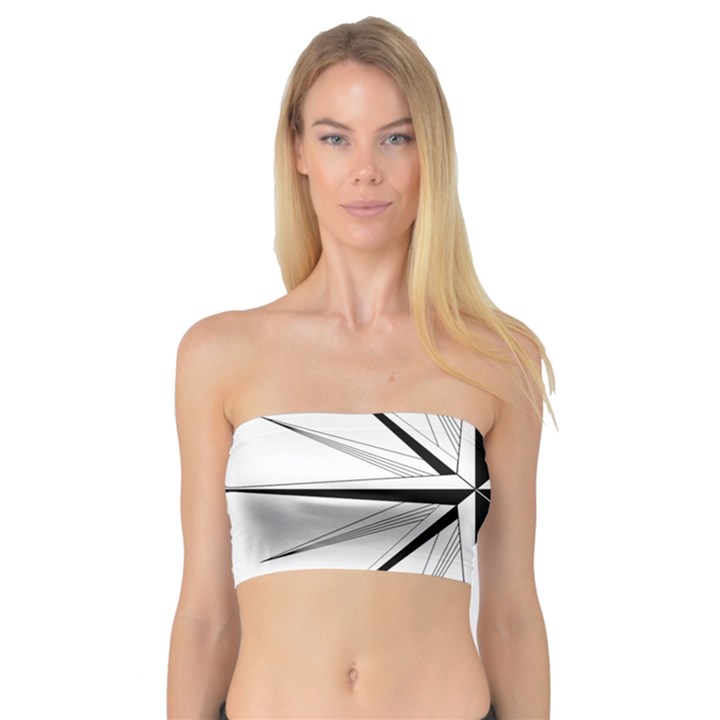 Compase Star Rose Black White Bandeau Top