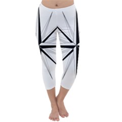 Compase Star Rose Black White Capri Winter Leggings  by Mariart