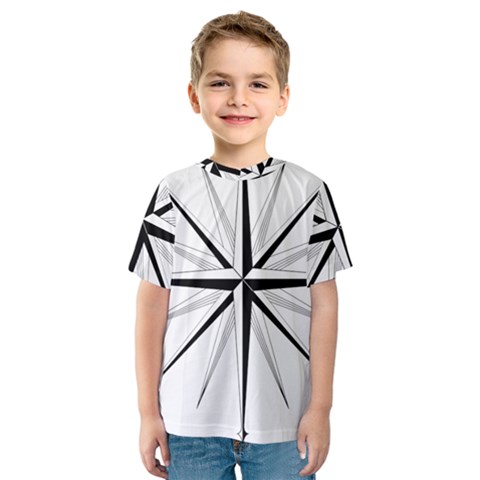 Compase Star Rose Black White Kids  Sport Mesh Tee by Mariart