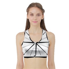 Compase Star Rose Black White Sports Bra With Border