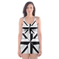 Compase Star Rose Black White Skater Dress Swimsuit by Mariart