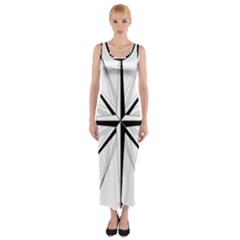 Compase Star Rose Black White Fitted Maxi Dress by Mariart