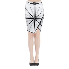 Compase Star Rose Black White Midi Wrap Pencil Skirt by Mariart