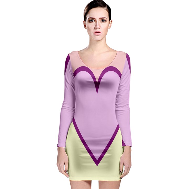 Cute Gender Gendercute Flags Love Heart Line Valentine Long Sleeve Bodycon Dress