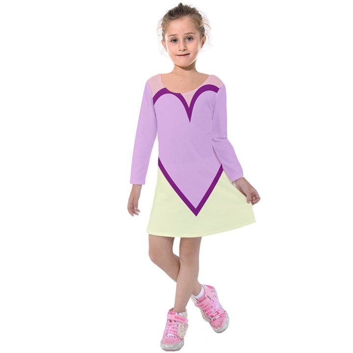 Cute Gender Gendercute Flags Love Heart Line Valentine Kids  Long Sleeve Velvet Dress