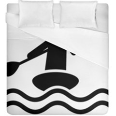 Cropped Kayak Graphic Race Paddle Black Water Sea Wave Beach Duvet Cover (king Size) by Mariart