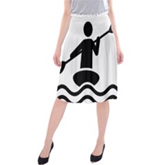 Cropped Kayak Graphic Race Paddle Black Water Sea Wave Beach Midi Beach Skirt by Mariart