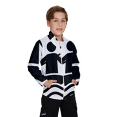 Cropped Kayak Graphic Race Paddle Black Water Sea Wave Beach Wind Breaker (kids) by Mariart