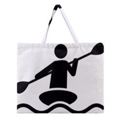 Cropped Kayak Graphic Race Paddle Black Water Sea Wave Beach Zipper Large Tote Bag by Mariart