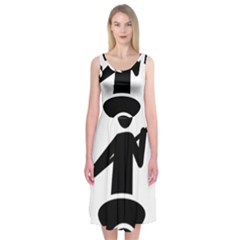 Cropped Kayak Graphic Race Paddle Black Water Sea Wave Beach Midi Sleeveless Dress by Mariart