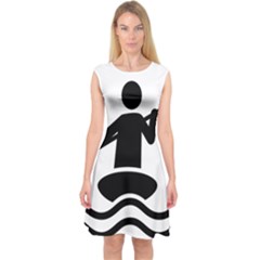 Cropped Kayak Graphic Race Paddle Black Water Sea Wave Beach Capsleeve Midi Dress by Mariart