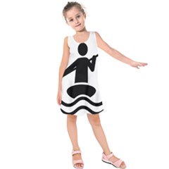 Cropped Kayak Graphic Race Paddle Black Water Sea Wave Beach Kids  Sleeveless Dress