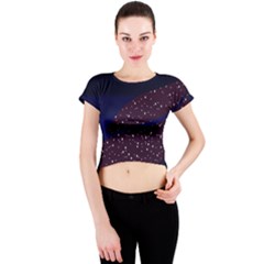 Contigender Flags Star Polka Space Blue Sky Black Brown Crew Neck Crop Top by Mariart