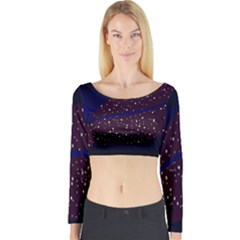 Contigender Flags Star Polka Space Blue Sky Black Brown Long Sleeve Crop Top