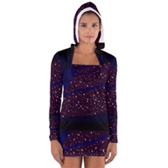 Contigender Flags Star Polka Space Blue Sky Black Brown Women s Long Sleeve Hooded T-shirt