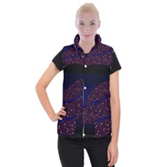 Contigender Flags Star Polka Space Blue Sky Black Brown Women s Button Up Puffer Vest by Mariart