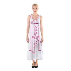 Deep Clean Bubbel Door Pink Polka Circle Sleeveless Maxi Dress by Mariart