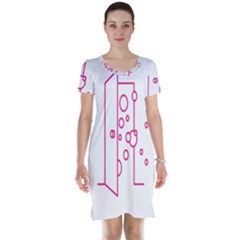 Deep Clean Bubbel Door Pink Polka Circle Short Sleeve Nightdress by Mariart