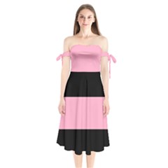 Domgirl Playgirl Shoulder Tie Bardot Midi Dress