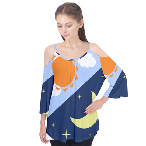 Day Night Moon Stars Cloud Stars Flutter Tees by Mariart