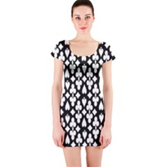 Dark Horse Playing Card Black White Short Sleeve Bodycon Dress