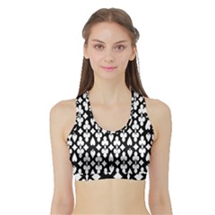 Dark Horse Playing Card Black White Sports Bra With Border by Mariart