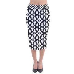 Dark Horse Playing Card Black White Velvet Midi Pencil Skirt by Mariart