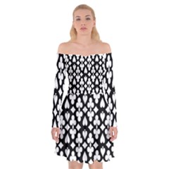 Dark Horse Playing Card Black White Off Shoulder Skater Dress