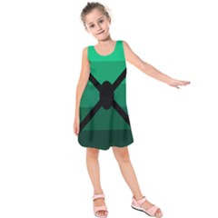 Fascigender Flags Line Green Black Hole Polka Kids  Sleeveless Dress by Mariart