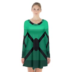 Fascigender Flags Line Green Black Hole Polka Long Sleeve Velvet V-neck Dress by Mariart