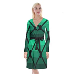 Fascigender Flags Line Green Black Hole Polka Long Sleeve Velvet Front Wrap Dress by Mariart