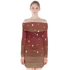 Fawn Gender Flags Polka Space Brown Long Sleeve Off Shoulder Dress by Mariart