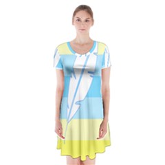 Feather Flags Short Sleeve V-neck Flare Dress by Mariart