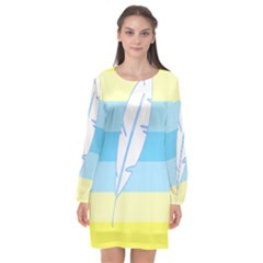 Feather Flags Long Sleeve Chiffon Shift Dress 