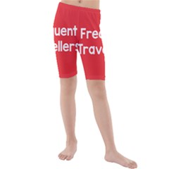 Frequent Travellers Red Kids  Mid Length Swim Shorts