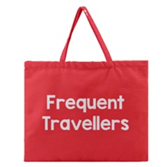 Frequent Travellers Red Zipper Large Tote Bag