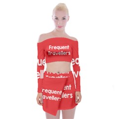 Frequent Travellers Red Off Shoulder Top With Skirt Set