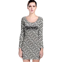 Capsul Another Grey Diamond Metal Texture Long Sleeve Velvet Bodycon Dress by Mariart