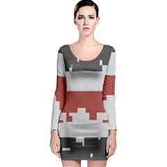 Girl Flags Plaid Red Black Long Sleeve Bodycon Dress by Mariart