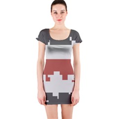 Girl Flags Plaid Red Black Short Sleeve Bodycon Dress by Mariart