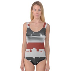 Girl Flags Plaid Red Black Princess Tank Leotard  by Mariart