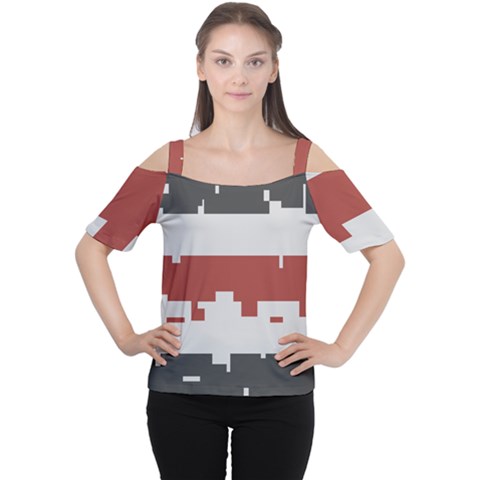 Girl Flags Plaid Red Black Women s Cutout Shoulder Tee by Mariart