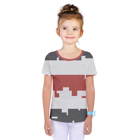 Girl Flags Plaid Red Black Kids  One Piece Tee by Mariart