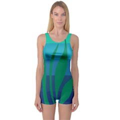 Gender Sea Flags Leaf One Piece Boyleg Swimsuit by Mariart