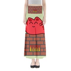 Happy Cat Fire Animals Cute Red Maxi Skirts by Mariart