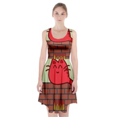 Happy Cat Fire Animals Cute Red Racerback Midi Dress by Mariart