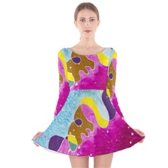 Fabric Rainbow Long Sleeve Velvet Skater Dress