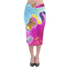 Fabric Rainbow Velvet Midi Pencil Skirt by Mariart