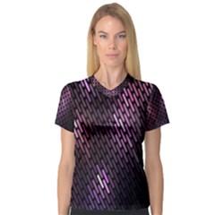 Light Lines Purple Black Women s V-neck Sport Mesh Tee